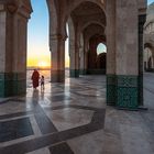 Sonnenuntergang an der Moschee Hassan II. in Casablanca