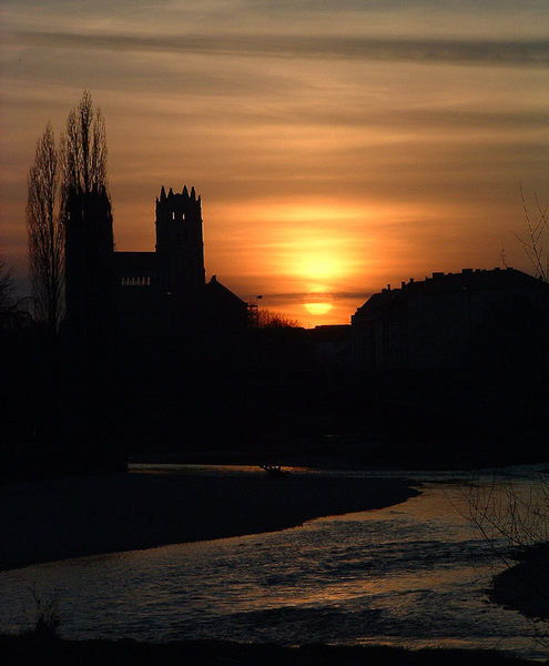 Sonnenuntergang an der Museumsinsel in München