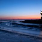 Sonnenuntergang an der Nordsee mit Leuchtturm kleiner Preusse.