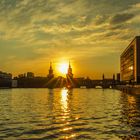 Sonnenuntergang an der Oberbaumbrücke in Berlin