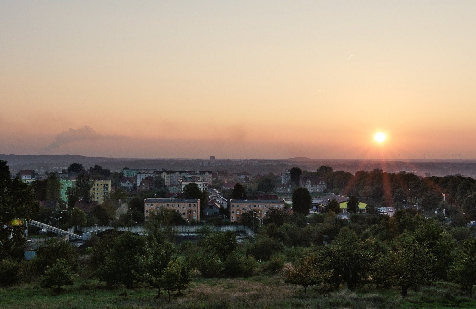 Sonnenuntergang an der polnisch deutschen Grenze