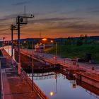 Sonnenuntergang an der Schleuse in Saarbrücken-Burbach