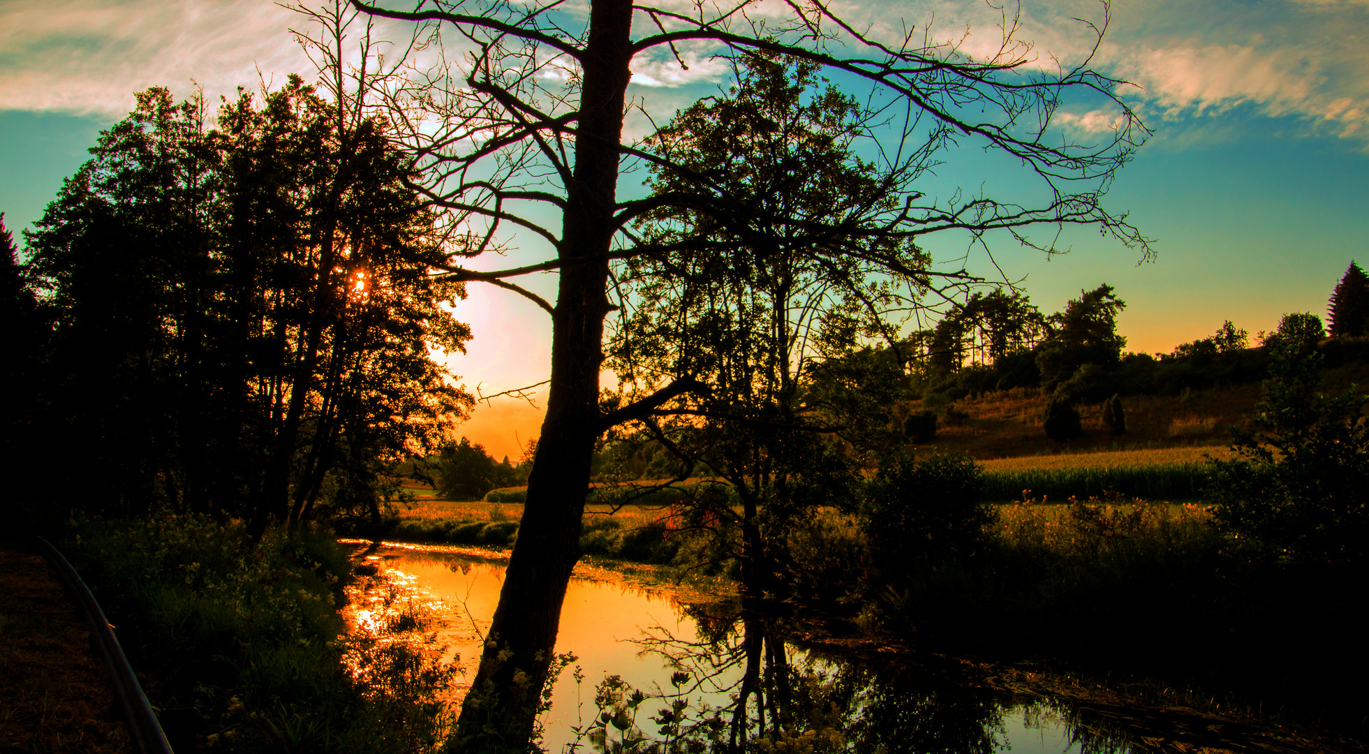 Sonnenuntergang an der schwarzen Laber