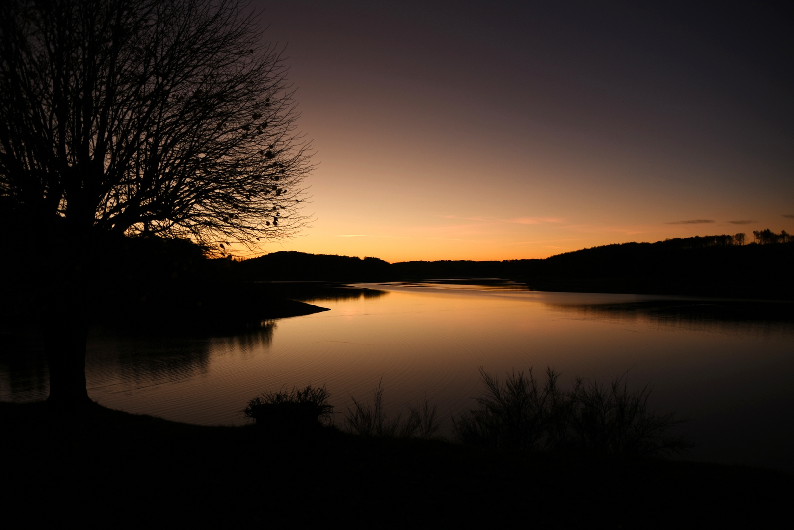 Sonnenuntergang an der Talsperre 1 Tag später