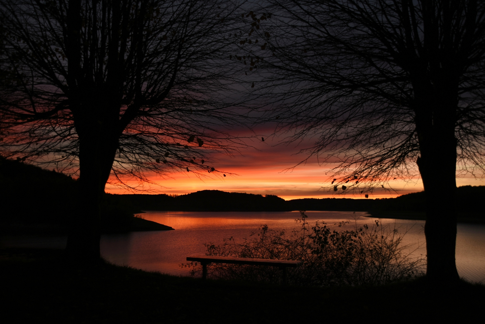 Sonnenuntergang an der Talsperre