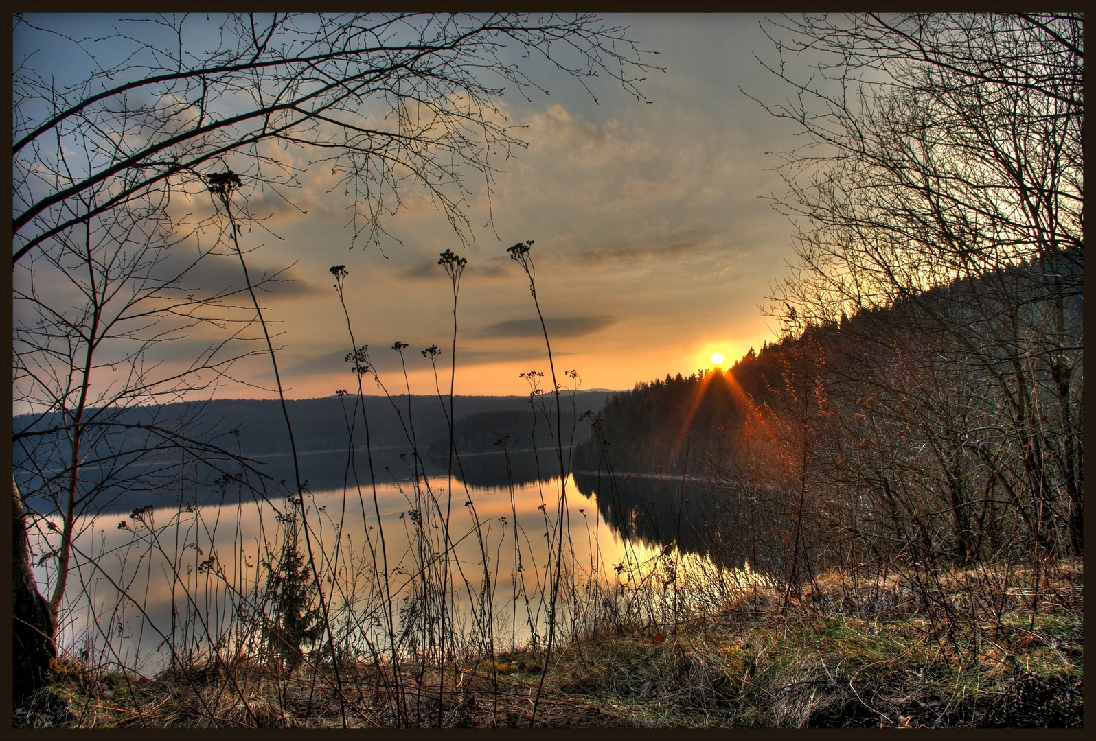 Sonnenuntergang an der Talsperre Eibenstock