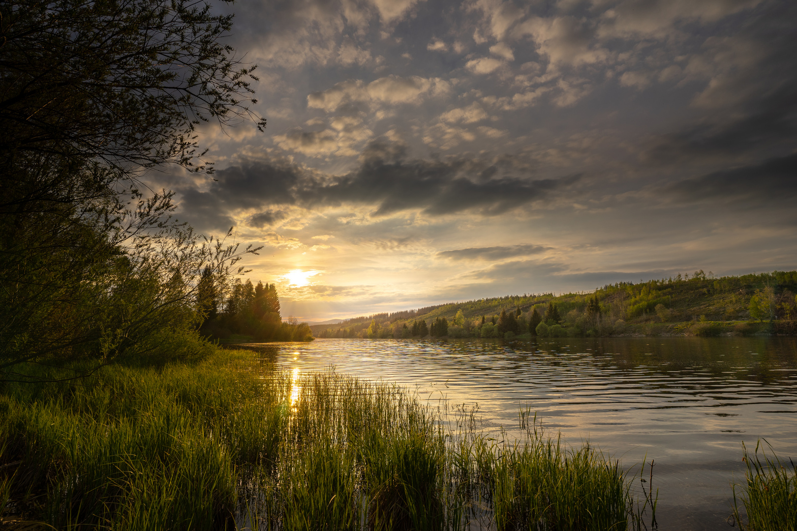 Sonnenuntergang an der Überleitungssperre Königshütte