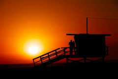 Sonnenuntergang an der Venice Beach in Los Angeles