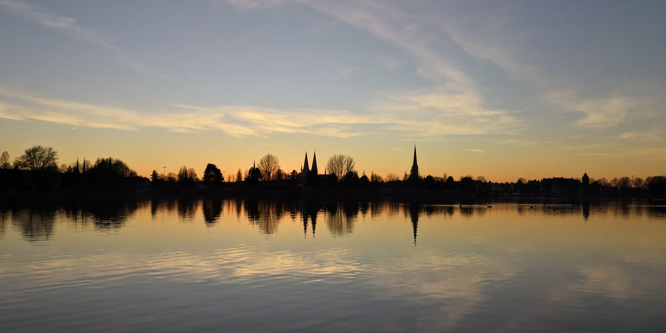 Sonnenuntergang an der Wakenitz in Lübeck 