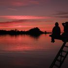 Sonnenuntergang an einem See in Schweden