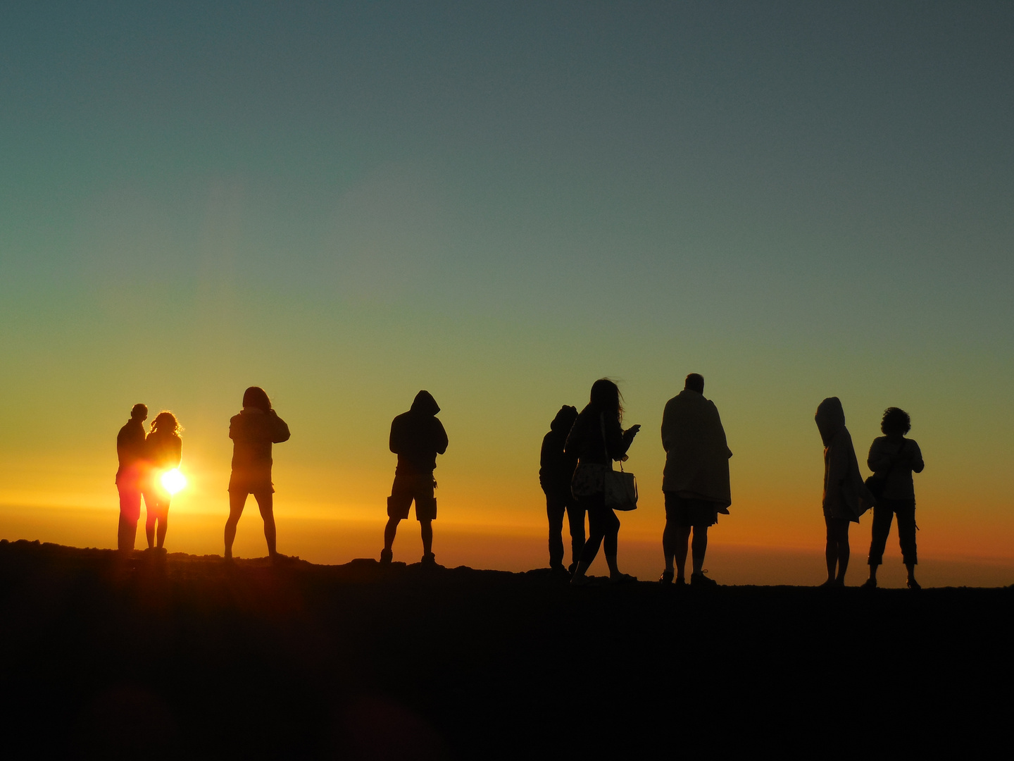 Sonnenuntergang auf 3055 Meter über dem Meeresspiegel, Haleakalá, Maui.