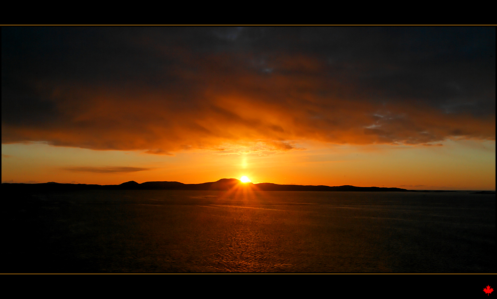 Sonnenuntergang auf 65° nördlicher Breite