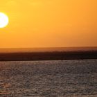 Sonnenuntergang auf Borkum, schlafende Seehunde ...