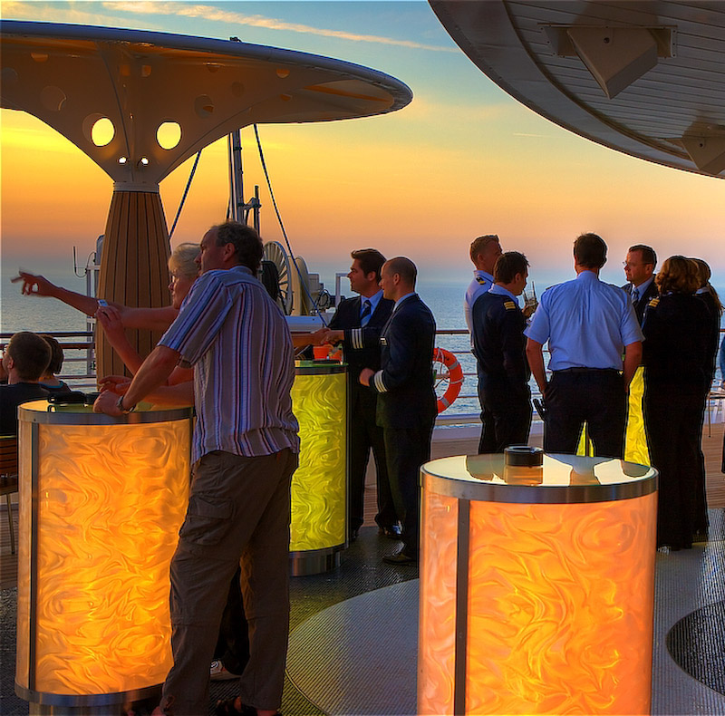 Sonnenuntergang auf dem Achterdeck der Aida Diva