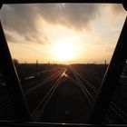 Sonnenuntergang auf dem Bahnhof Buchholz in der Nordheide