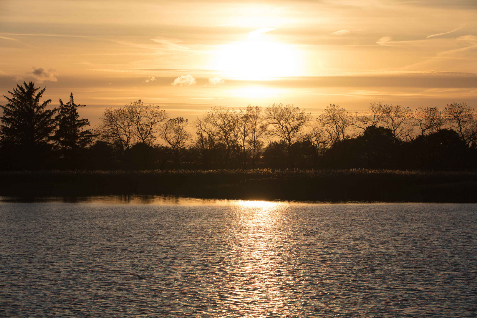 Sonnenuntergang auf dem Bodden vor Zingst.