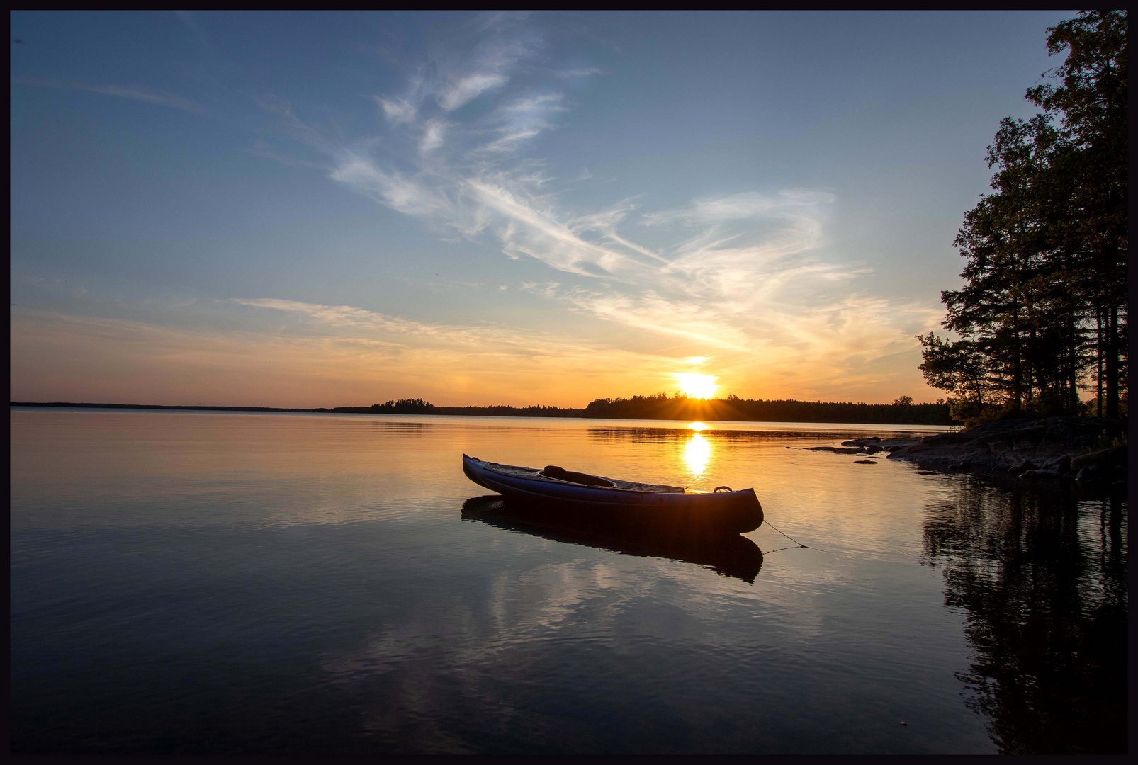 " Sonnenuntergang auf dem Bolmen Südschweden"