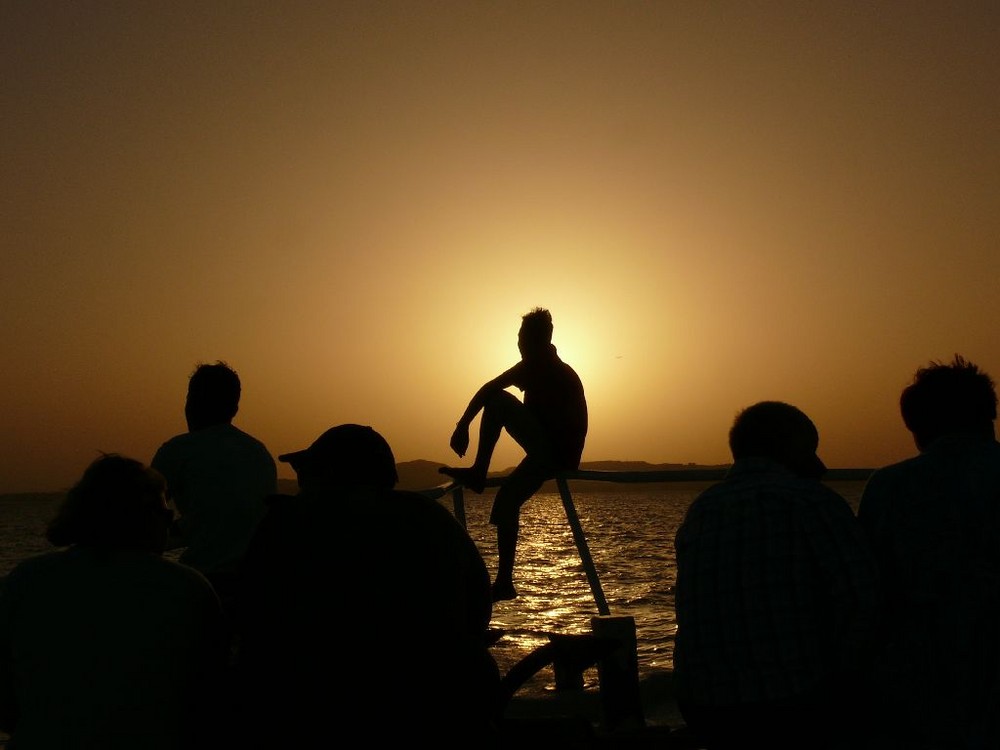 Sonnenuntergang auf dem Boot.