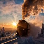 Sonnenuntergang auf dem Brocken im Winter