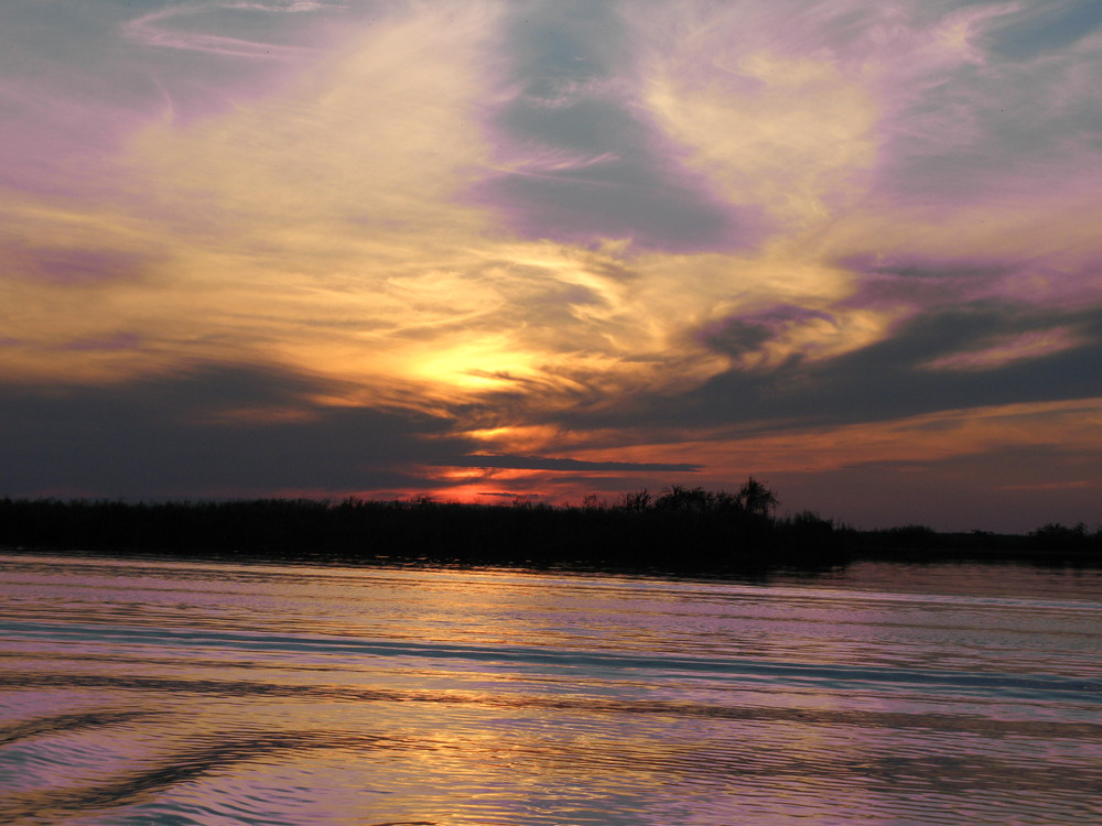 Sonnenuntergang auf dem Chobe River in Namibia