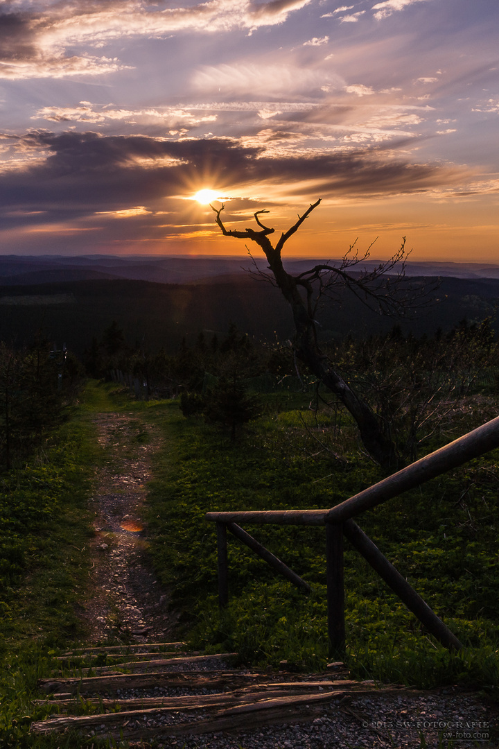 Sonnenuntergang auf dem Fichtelberg