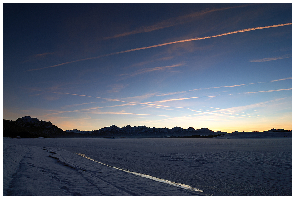 Sonnenuntergang auf dem Forggensee...