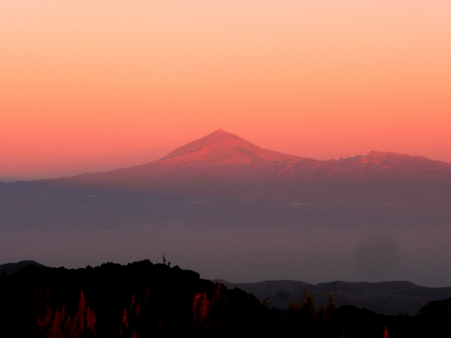 Sonnenuntergang auf dem Garajonay - Blick auf den Teide