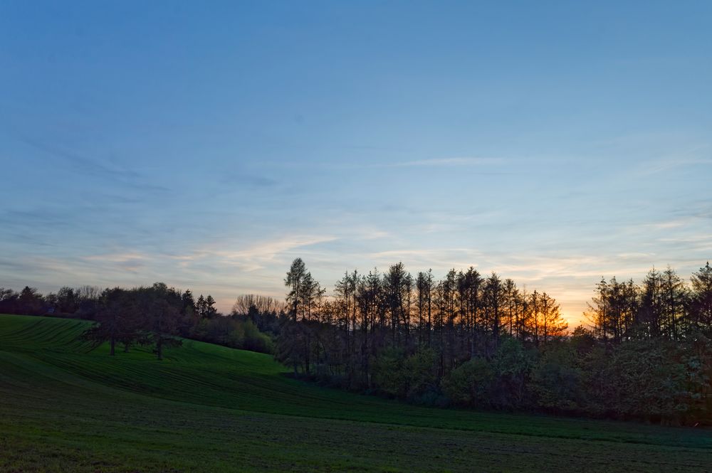 Sonnenuntergang auf dem Hangarder Flur (Saarland)