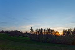 Sonnenuntergang auf dem Hangarder Flur (Saarland)