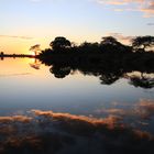 Sonnenuntergang auf dem Okavango
