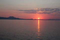 Sonnenuntergang auf dem Schiff Richtung Igoumenitsa