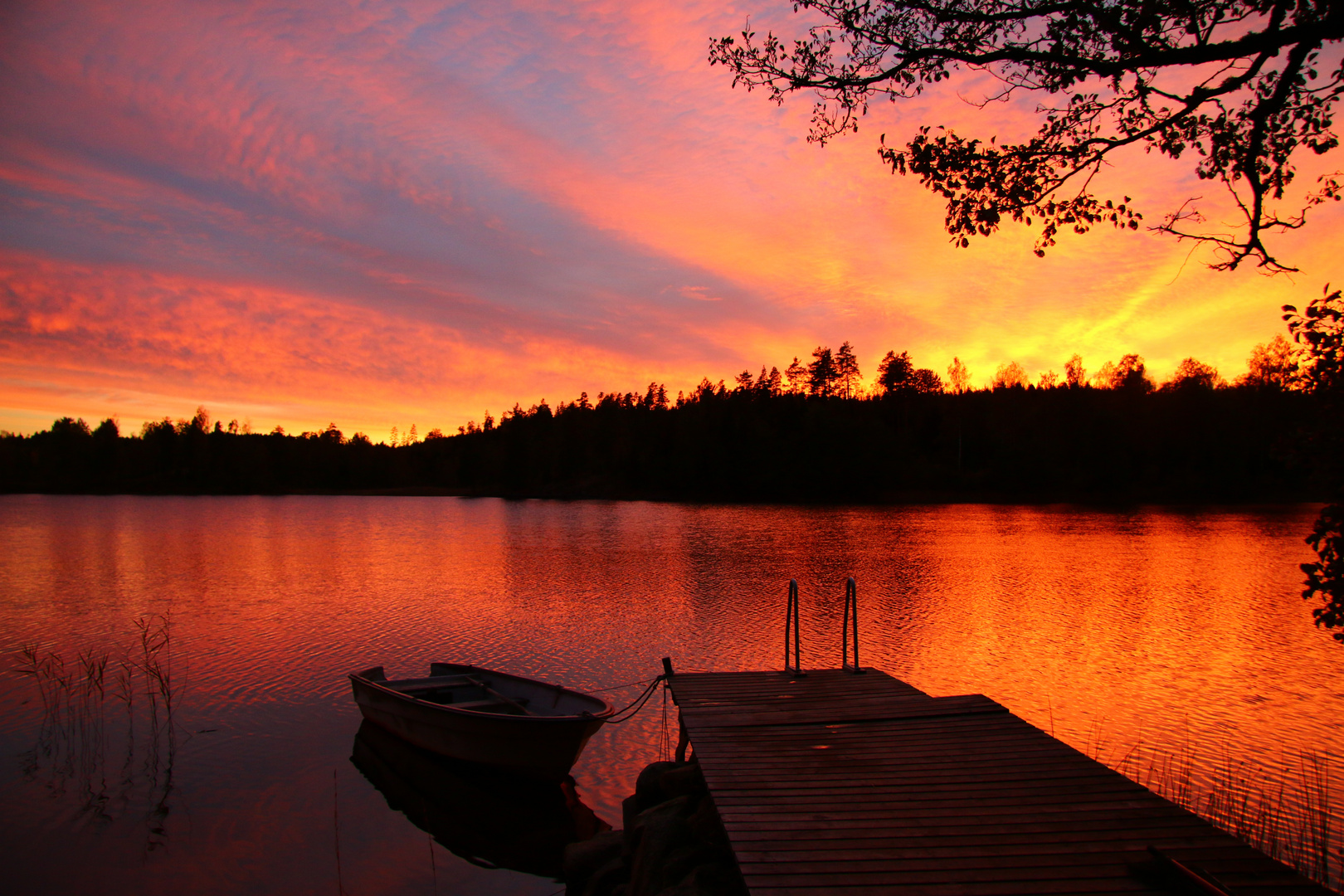 Sonnenuntergang auf dem See bei Ed´ in Schweden