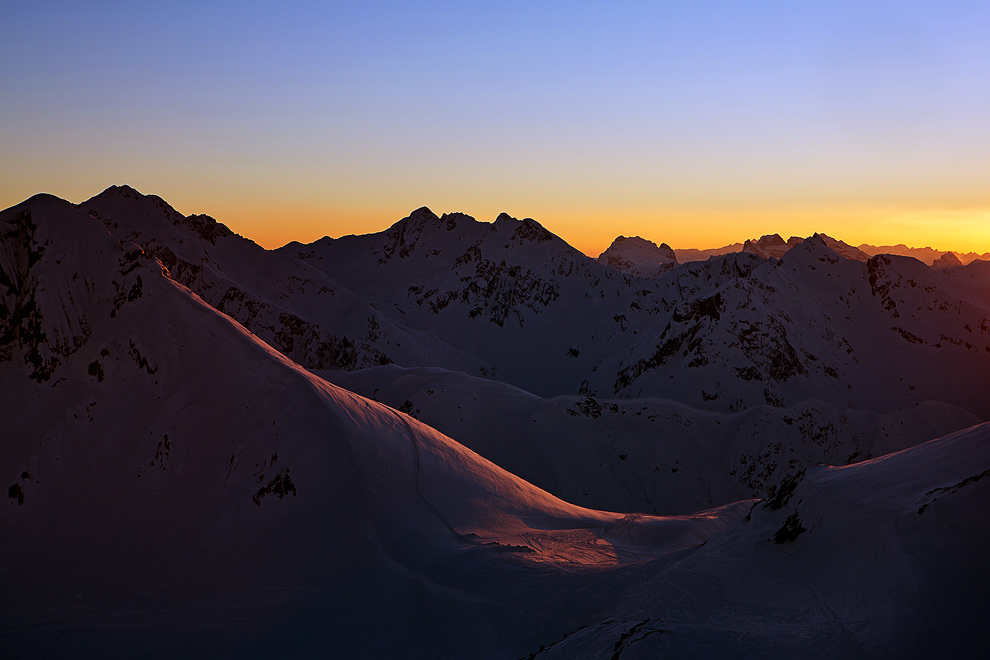 Sonnenuntergang auf den Maroiköpfen