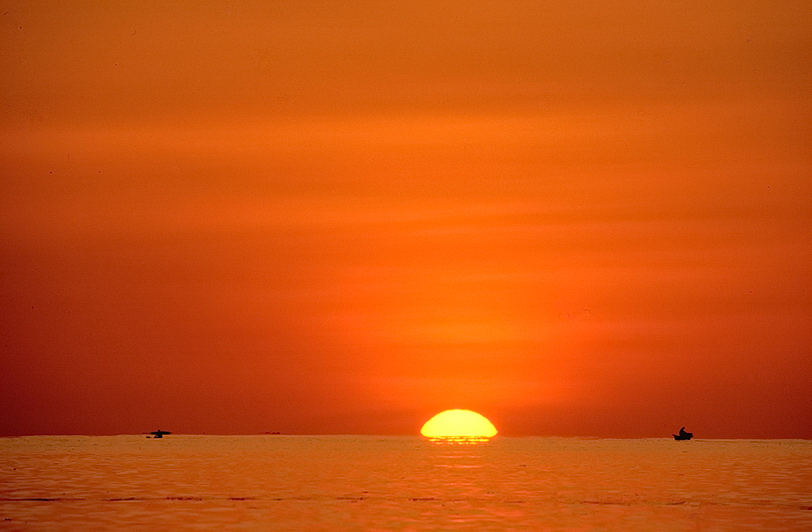 Sonnenuntergang auf den Seychellen.