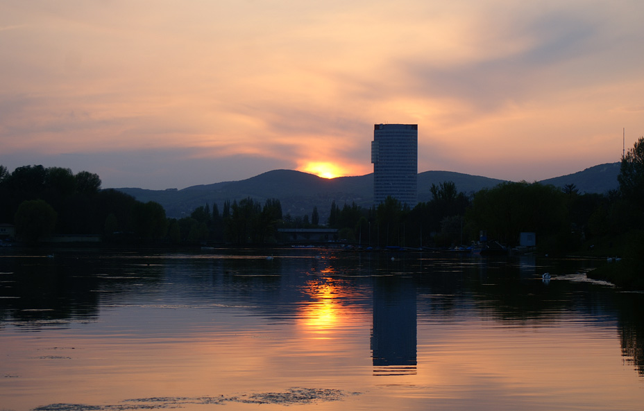 Sonnenuntergang auf der alten Donau