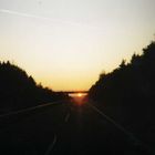 Sonnenuntergang auf der Autobahn