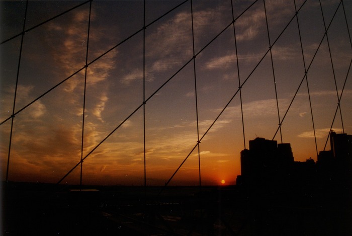 Sonnenuntergang auf der Brooklyn Bridge - NYC - 1999