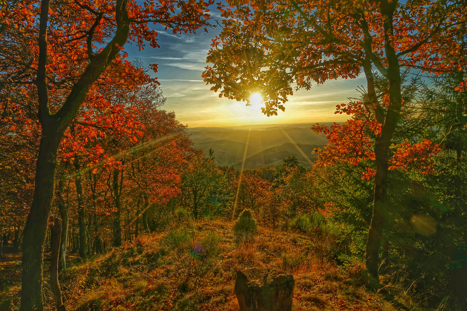 Sonnenuntergang auf der Hohen Warte