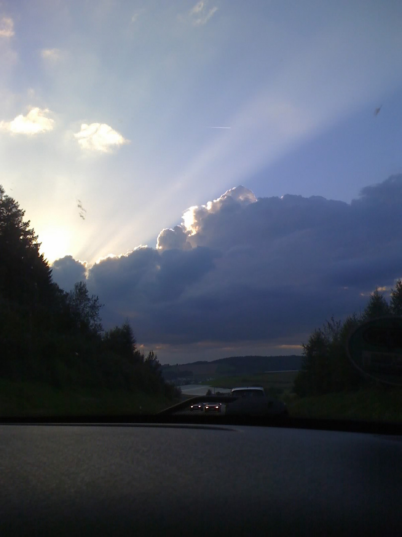 sonnenuntergang auf der Rückfahrt