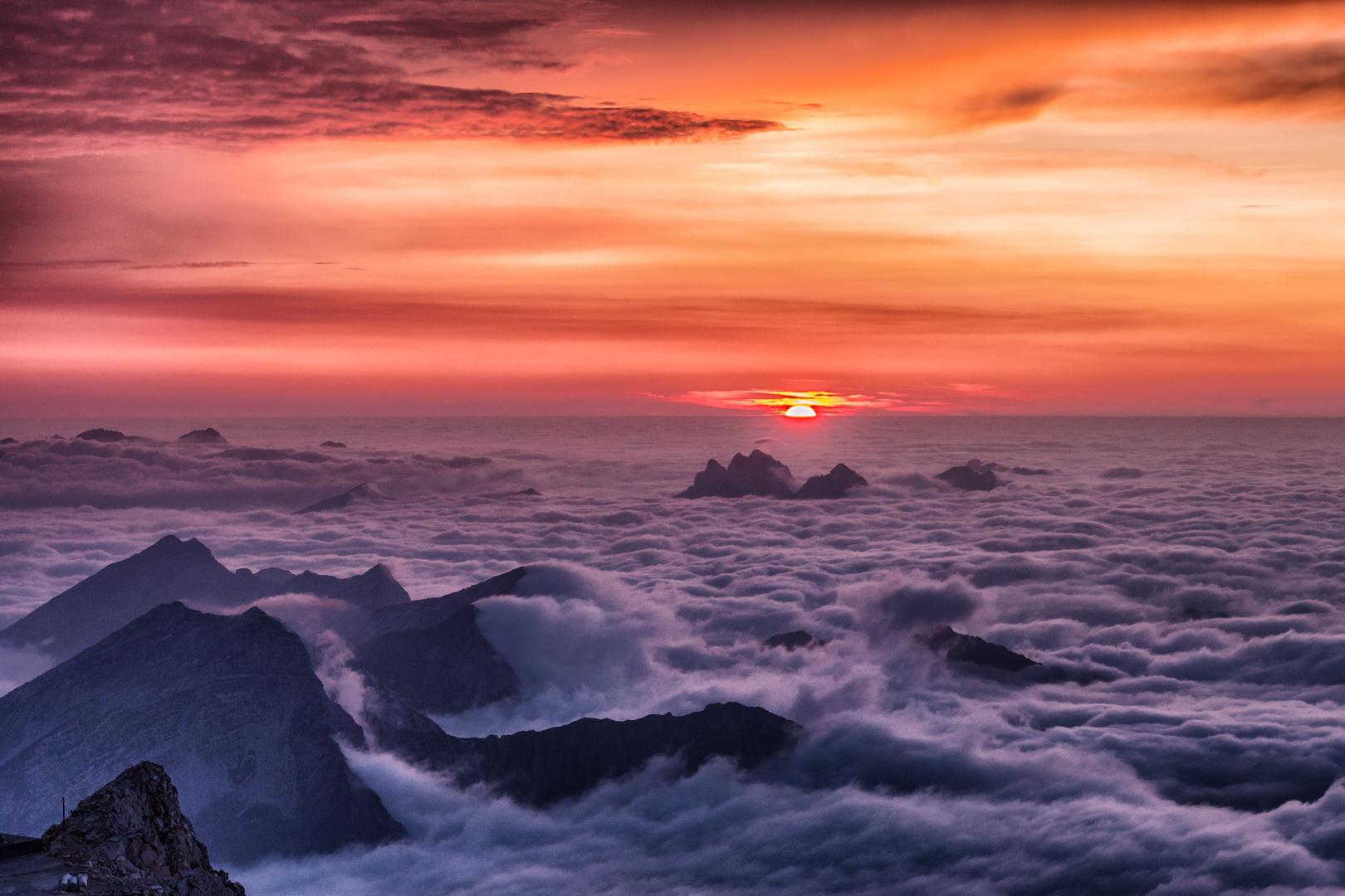 Sonnenuntergang auf der Zugspitze