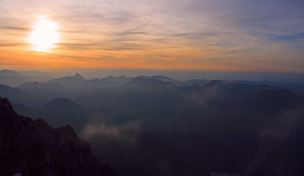 Sonnenuntergang auf der Zugspitze