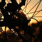 Sonnenuntergang auf einer Radtour durch die Rhön