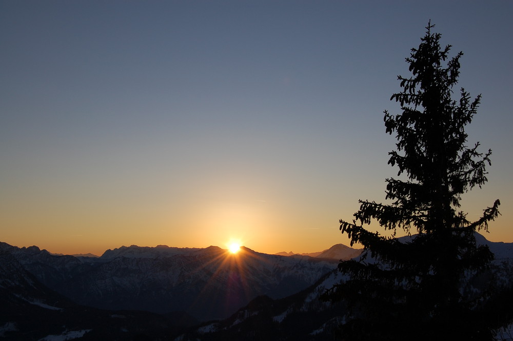 Sonnenuntergang auf Heli's Loserhütte