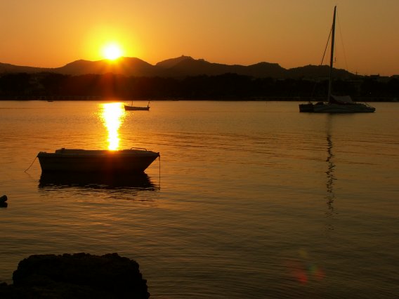 Sonnenuntergang auf Mallorca im "Hafen" von Portocolom