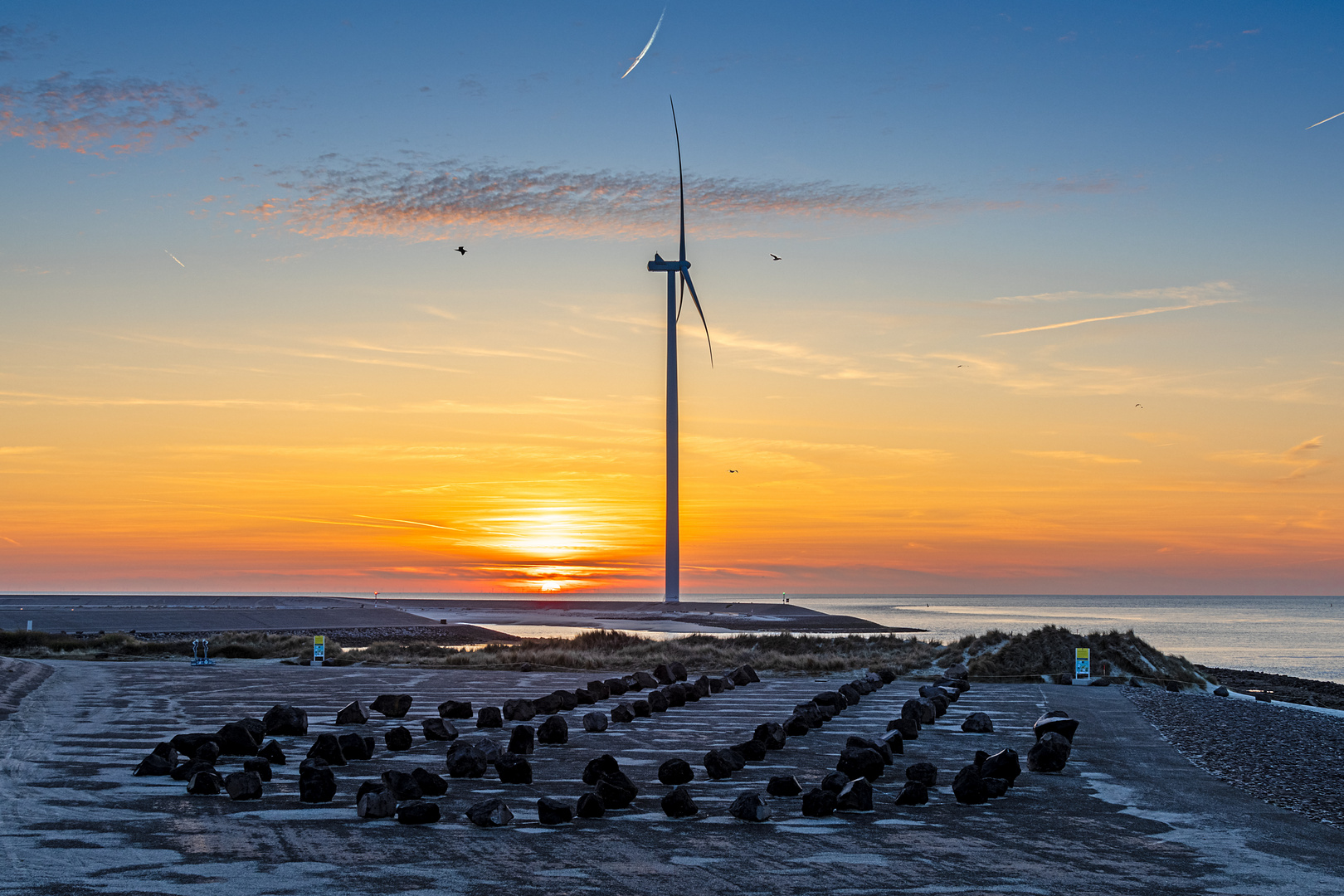 Sonnenuntergang auf Neeltje Jans