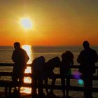 Sonnenuntergang auf Ostseeseebrücke