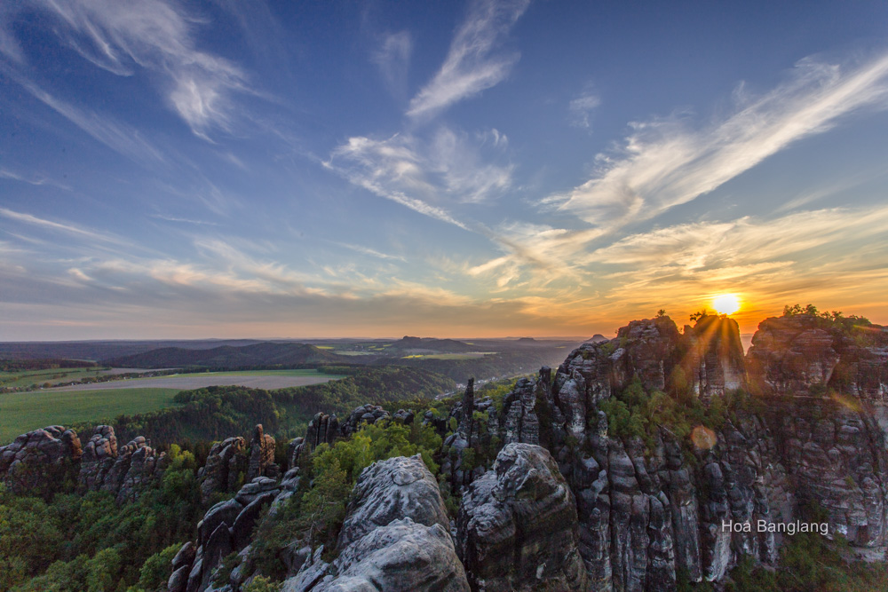 Sonnenuntergang auf Schrammstein-Sächsischen Schweiz