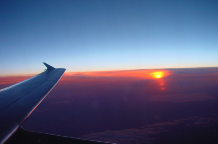 Sonnenuntergang  aus dem Flugzeug fotografiert.