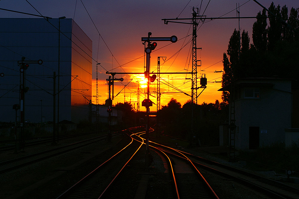 Sonnenuntergang aus Führerstandssicht