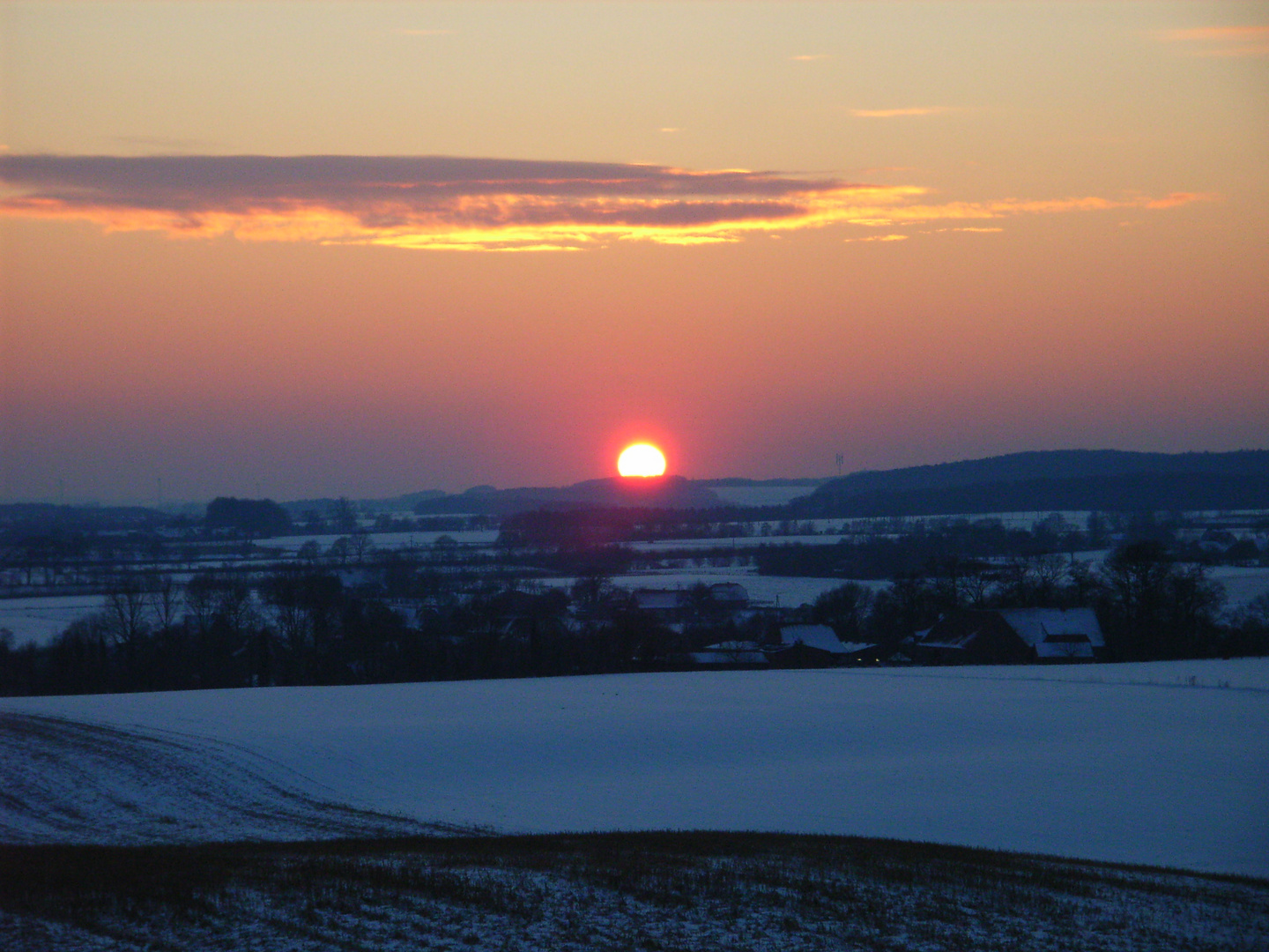 Sonnenuntergang, Baumberge, 16.02.2010